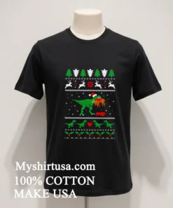 T Rex Eating Reindeer Jurassic Christmas Shirt