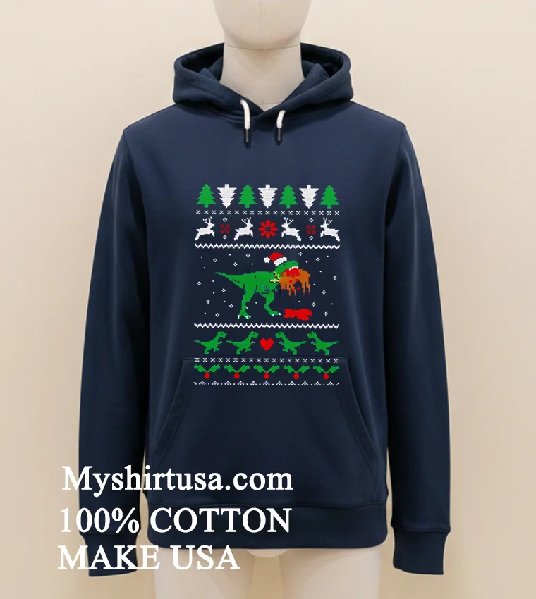 T Rex Eating Reindeer Jurassic Christmas Shirt - navy-shirt T Rex Eating Reindeer Jurassic Christmas Shirt Navy Shirt 1