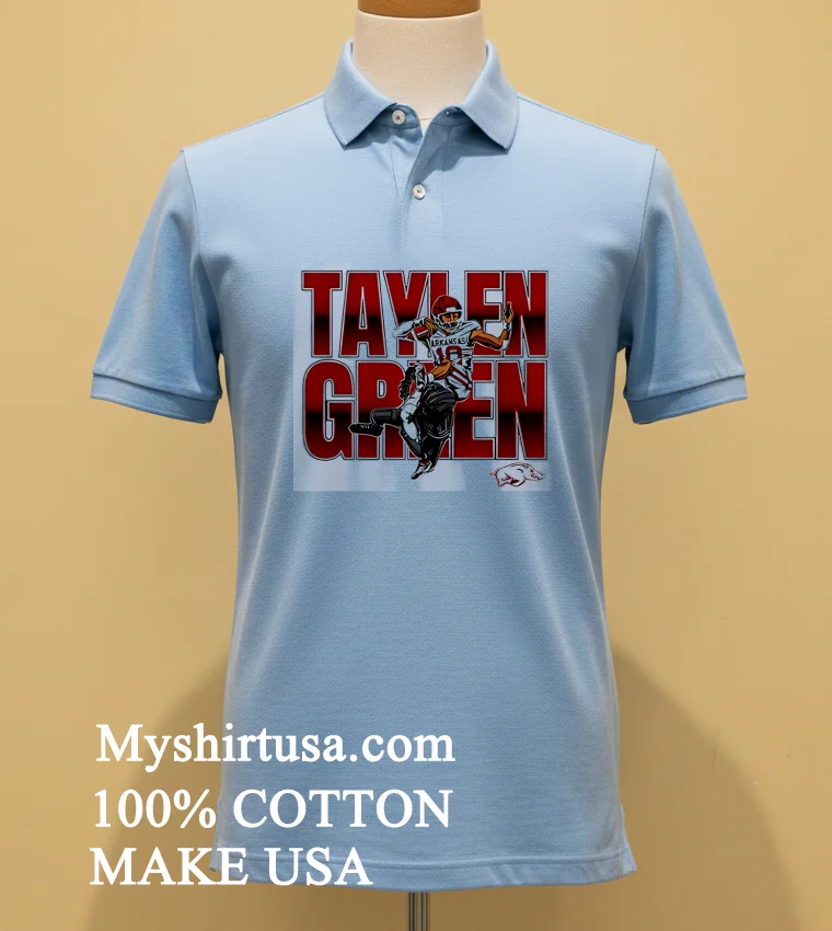 Taylen Green Arkansas Football Ncaa Caricature Shirt Blue Shirt