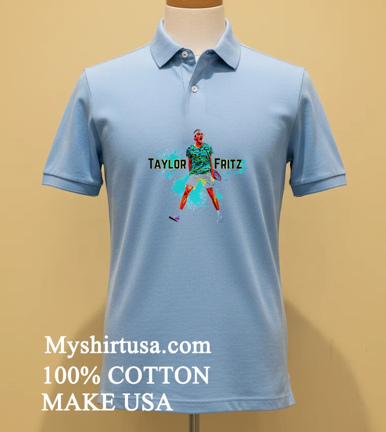Taylor Fritz Tennis Scream Shirt - blue-shirt Taylor Fritz Tennis Scream Shirt Blue Shirt