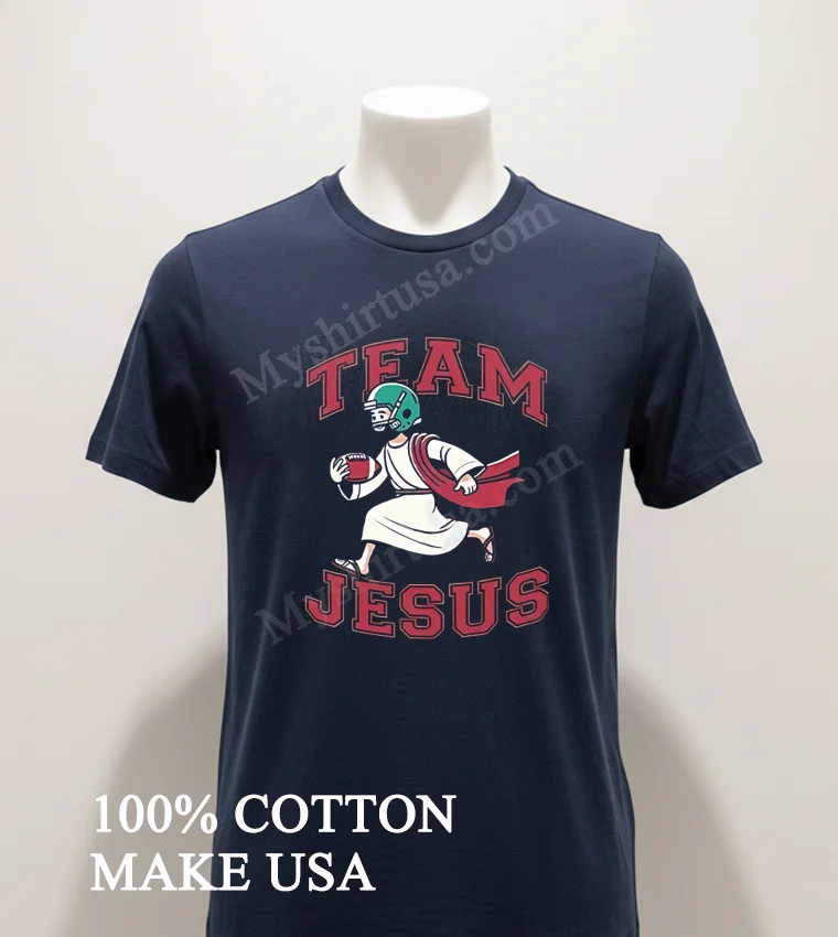 Team Jesus Football Lover Christian Faith Bible Shirt Navy Shirt 1
