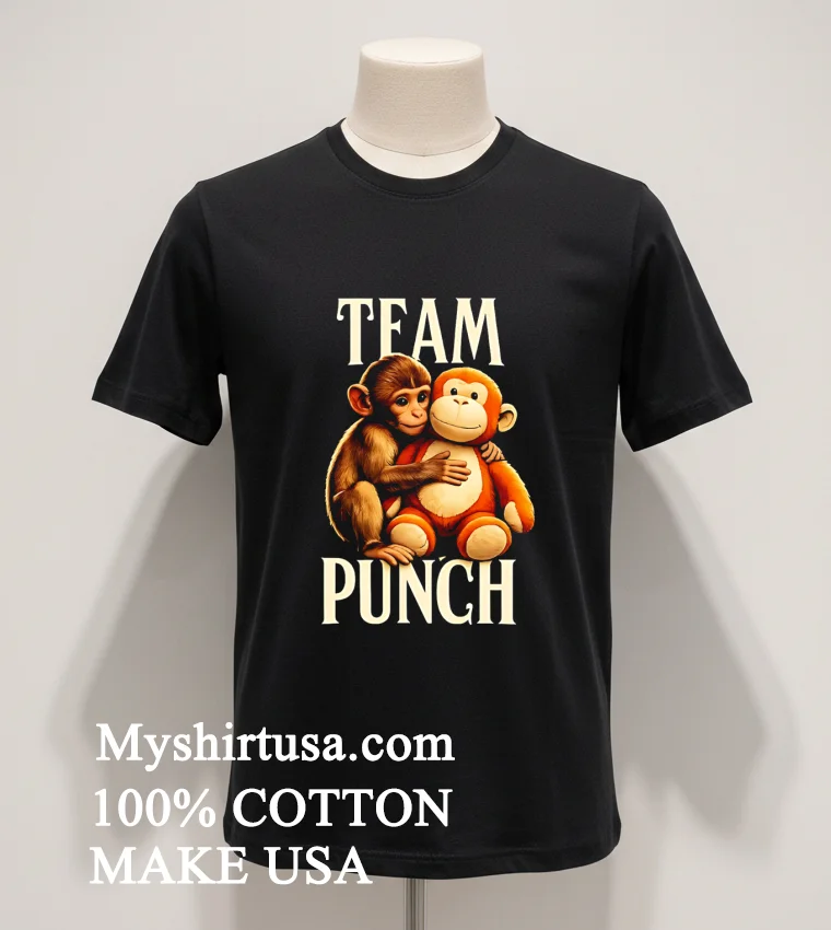 Team Punch Cute Monkey And Stuffed Orange Monkey Toy Shirt Balck Shirt
