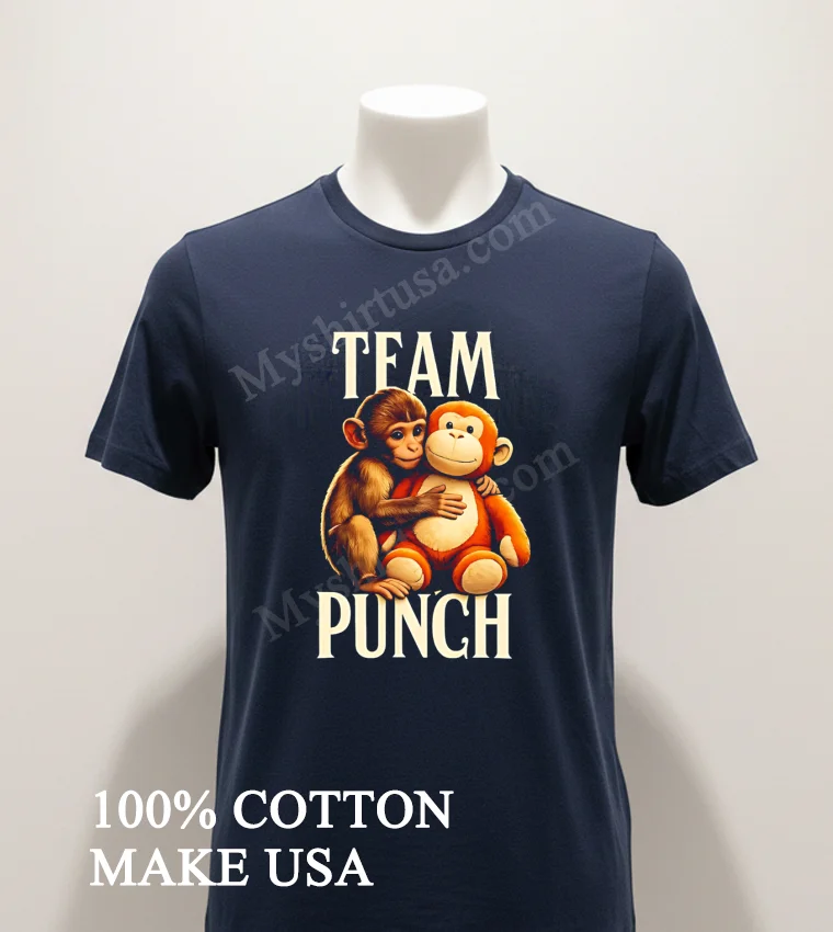 Team Punch Cute Monkey And Stuffed Orange Monkey Toy funny america t-shirts - navy-shirt Team Punch Cute Monkey And Stuffed Orange Monkey Toy Shirt Navy Shirt 1