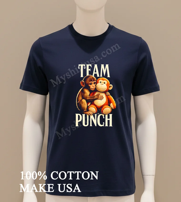 Team Punch Cute Monkey And Stuffed Orange Monkey Toy funny america t-shirts - navy-shirt Team Punch Cute Monkey And Stuffed Orange Monkey Toy Shirt Navy Shirt