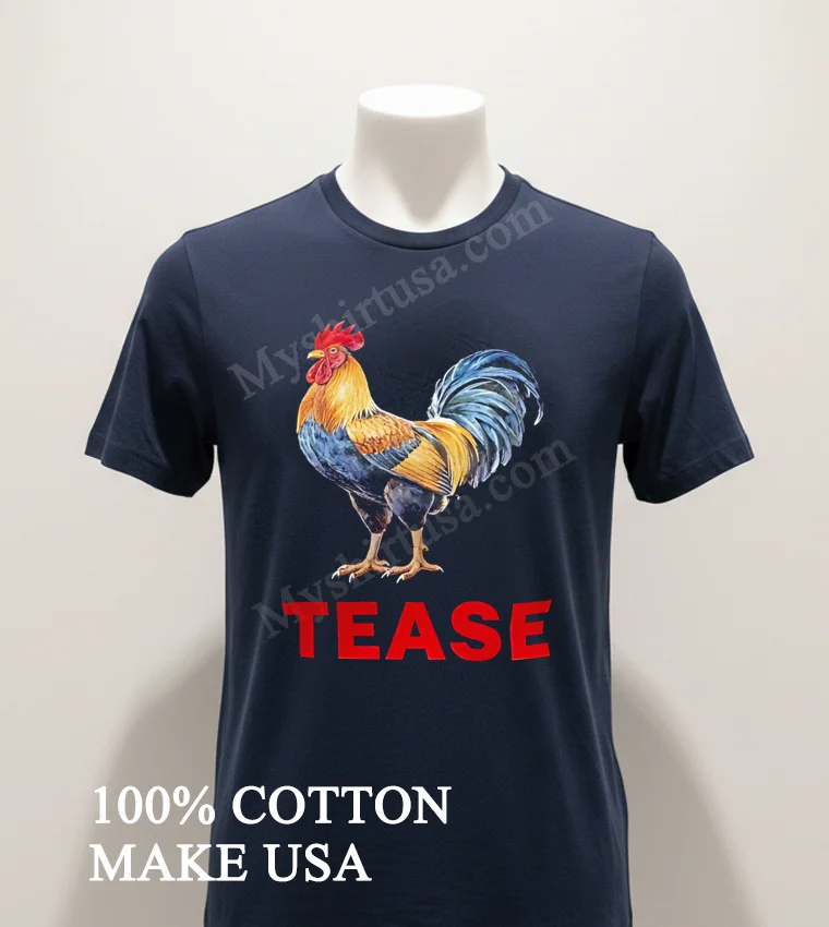 Tease Rooster Bird Animal Illustration Graphic Design funny america t-shirts - navy-shirt Tease Rooster Bird Animal Illustration Graphic Design Shirt Navy Shirt 1
