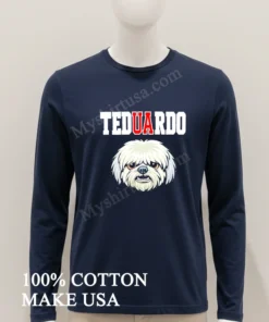 Teduardo White Shih Tzu Dog Face Graphic Portrait funny america t-shirts
