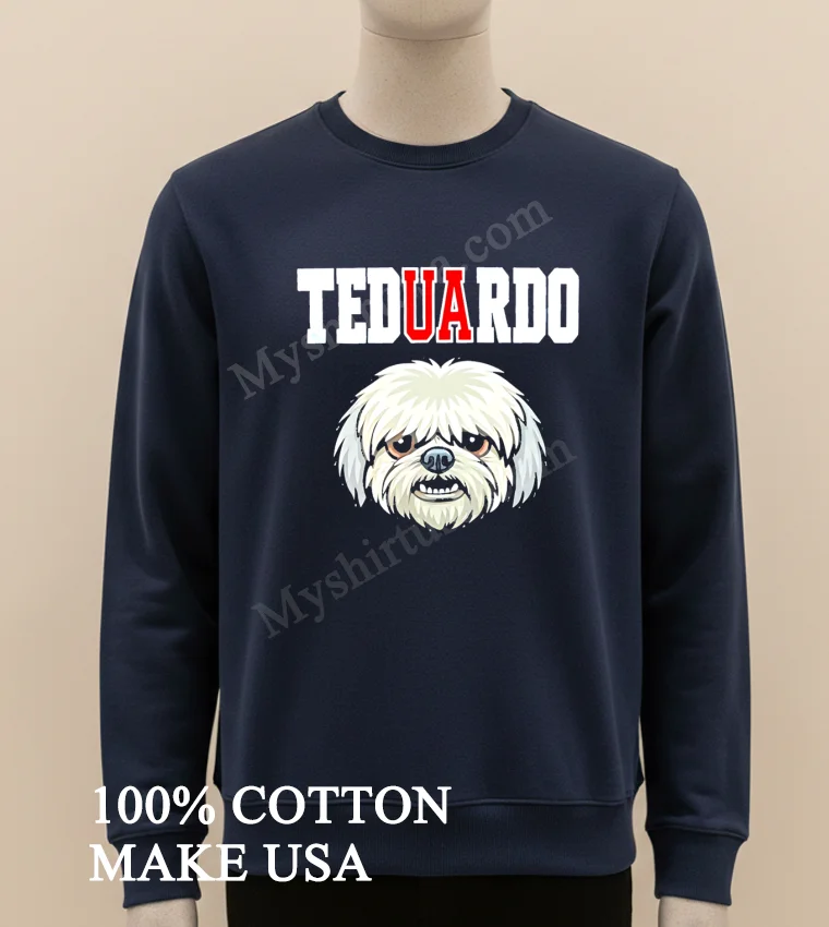 Teduardo White Shih Tzu Dog Face Graphic Portrait Shirt Long Sleve Shirt