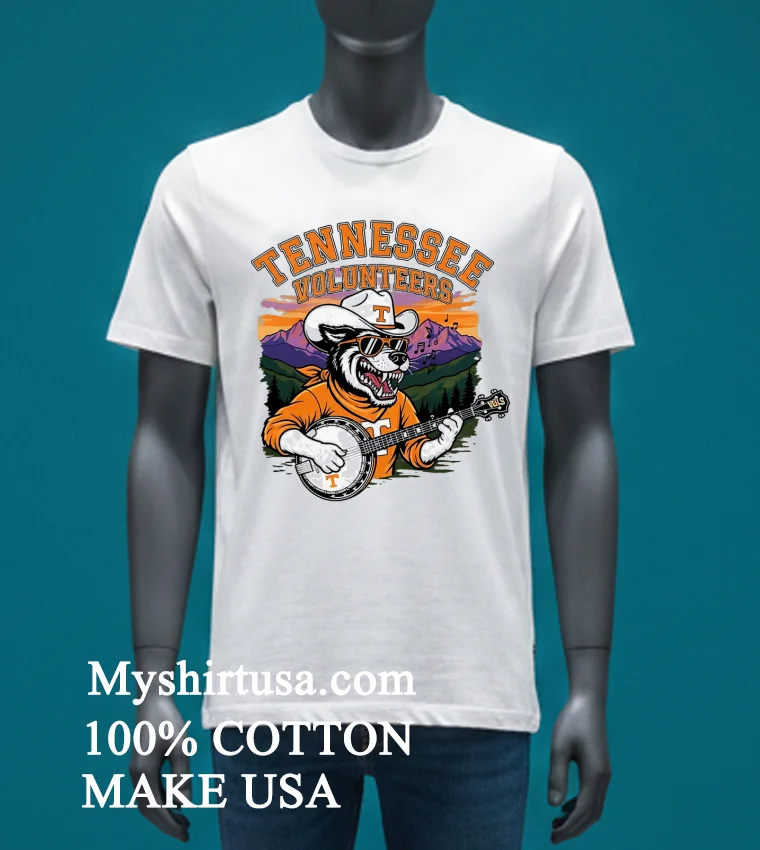 Tennessee Volunteers Mascot Wolf Plays The Guitar Shirt White T Shirt 4