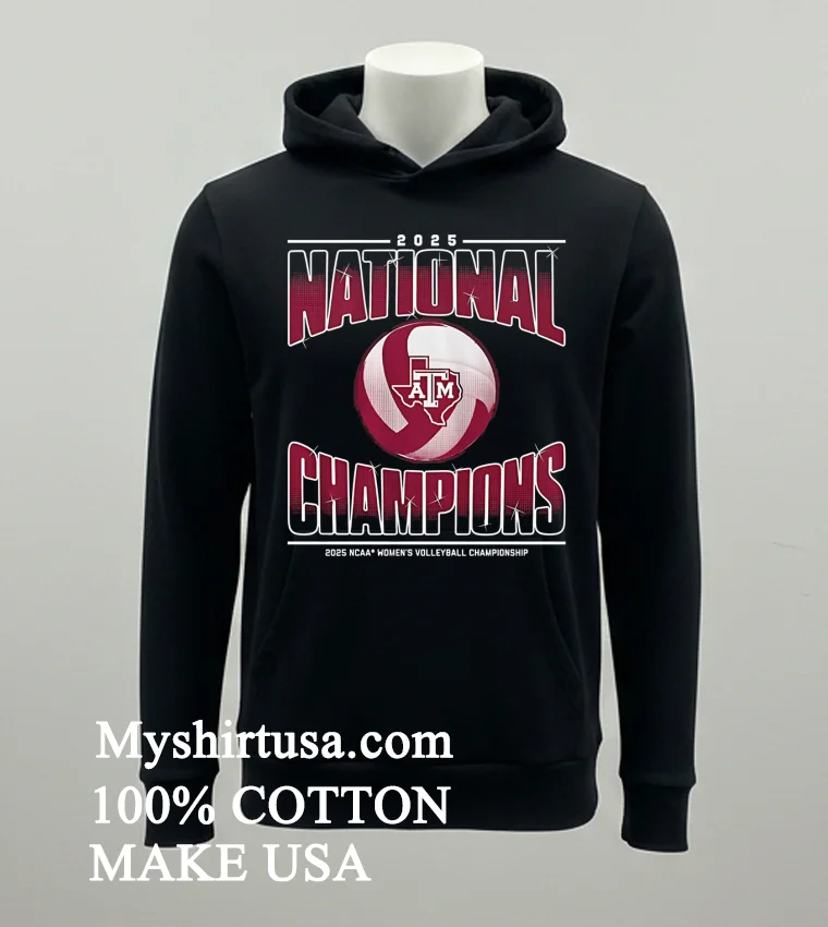 Texas A&M Volleyball 2025 Ncaa Champions Banner Shirt - balck-shirt Texas Am Volleyball 2025 Ncaa Champions Banner Shirt Balck Shirt