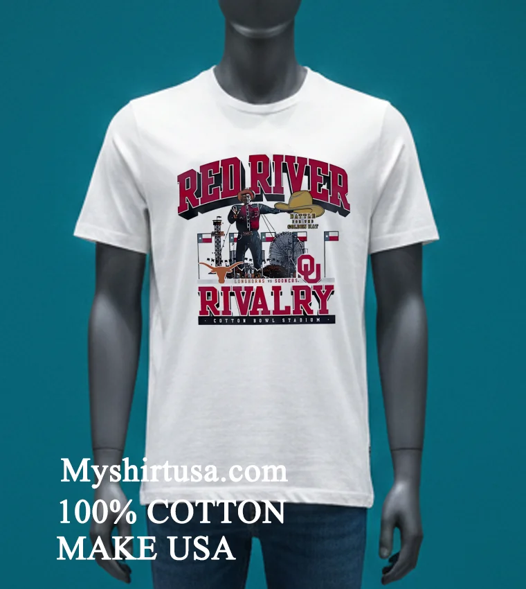 Texas Longhorns Vs. Oklahoma Sooners Comfortwash Red River Rivalry Big Tex Shirt - white-t-shirt Texas Longhorns Vs Oklahoma Sooners Comfortwash Red River Rivalry Big Tex Shirt White T Shirt 3