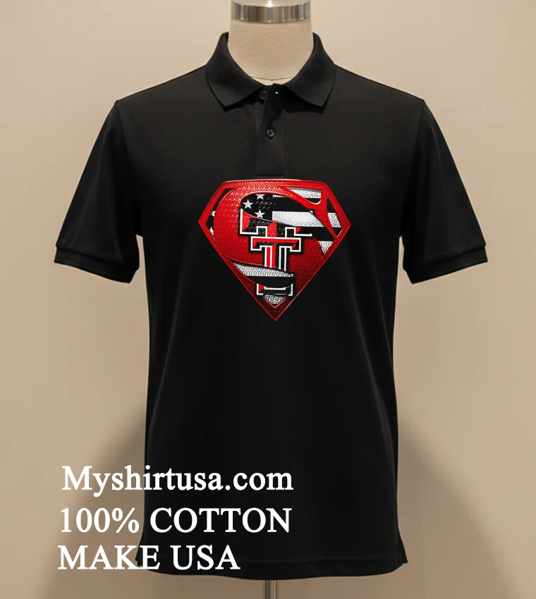 Texas Tech Red Raiders Superman American Flag Shirt Balck Shirt 1