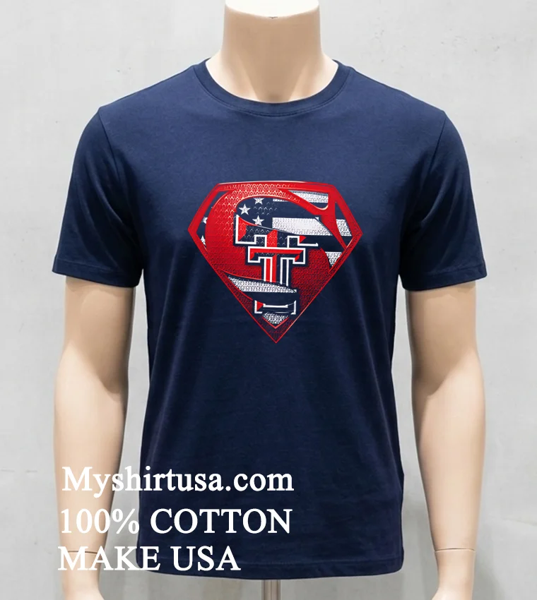 Texas Tech Red Raiders Superman American Flag Shirt - navy-shirt Texas Tech Red Raiders Superman American Flag Shirt Navy Shirt