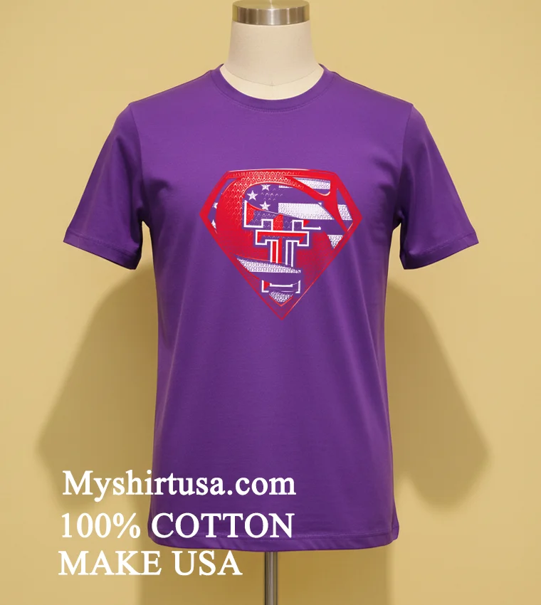 Texas Tech Red Raiders Superman American Flag Shirt - purple-shirt Texas Tech Red Raiders Superman American Flag Shirt Purple Shirt