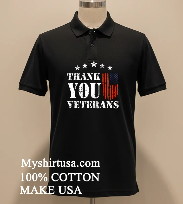 Thank You Veterans American Flag Retro Shirt Balck Shirt