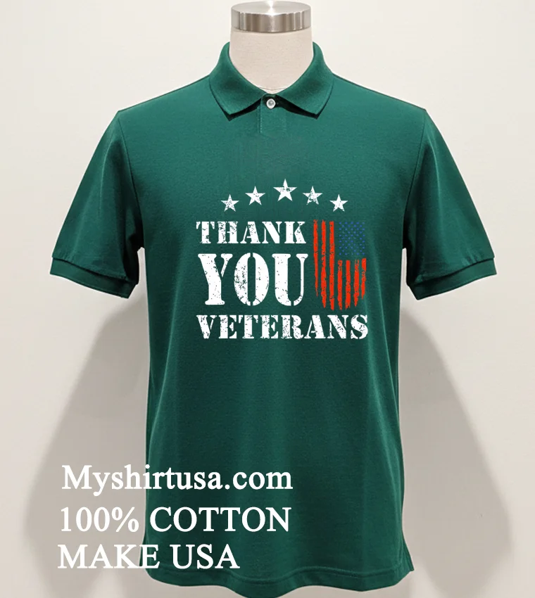 Thank You Veterans American Flag Retro Shirt Green Shirt