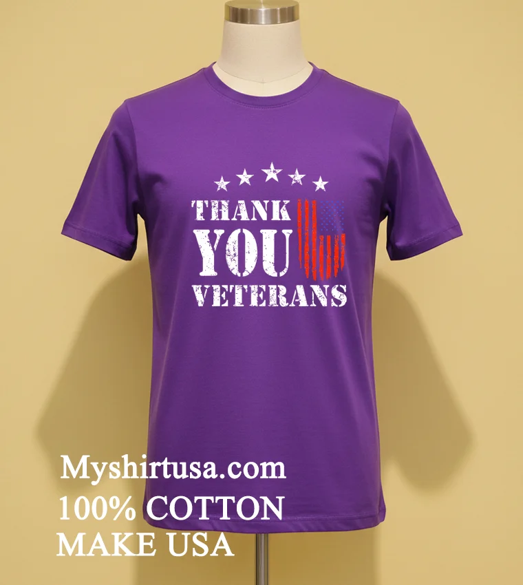 Thank You Veterans American Flag Retro Shirt - purple-shirt Thank You Veterans American Flag Retro Shirt Purple Shirt