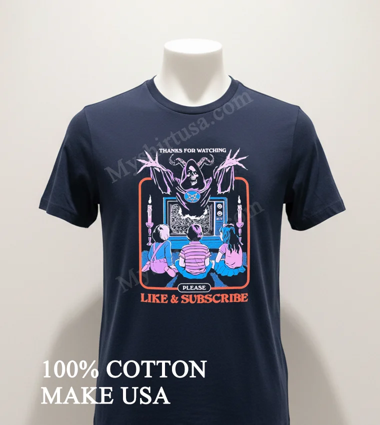 Thanks For Watching Like And Subscribe Demon Kids funny america t-shirts - navy-shirt Thanks For Watching Like And Subscribe Demon Kids Shirt Navy Shirt 1