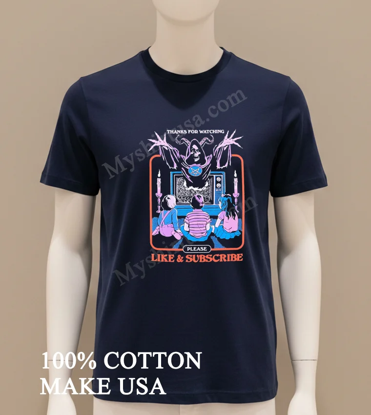 Thanks For Watching Like And Subscribe Demon Kids Shirt Navy Shirt