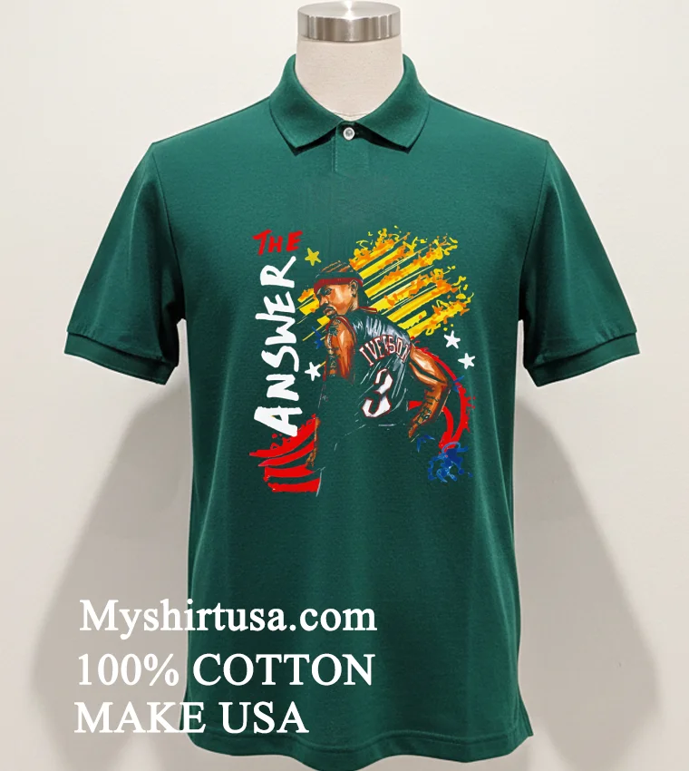 The Answer Allen Iverson Philadelphia 76ers Graphic Art T Shirt Green Shirt