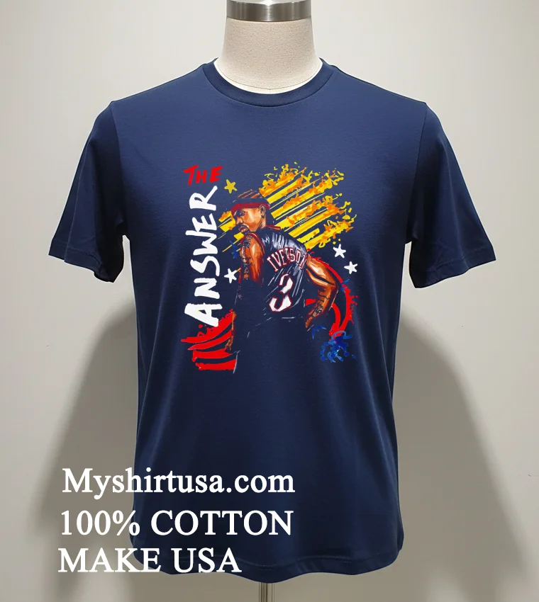The Answer Allen Iverson Philadelphia 76Ers Graphic Art T Shirt - navy-shirt The Answer Allen Iverson Philadelphia 76ers Graphic Art T Shirt Navy Shirt