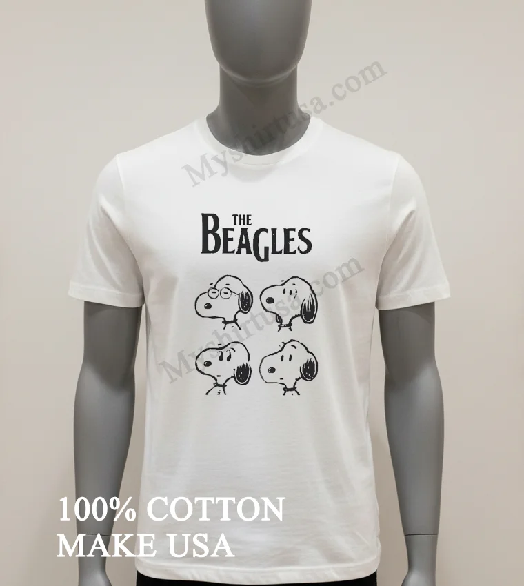 The Beagles Snoopy Faces Music Band Parody Shirt White T Shirt 2