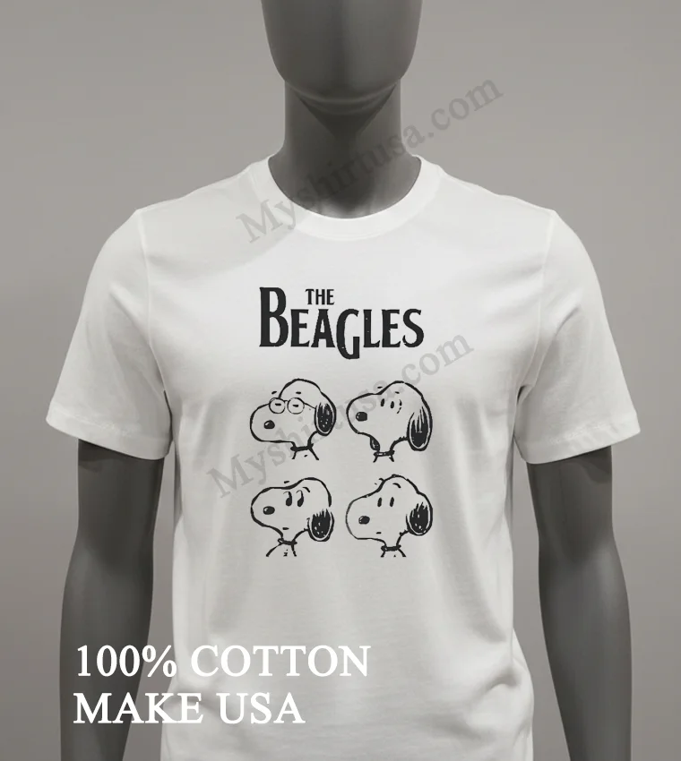 The Beagles Snoopy Faces Music Band Parody funny america t-shirts - white-t-shirt The Beagles Snoopy Faces Music Band Parody Shirt White T Shirt 3