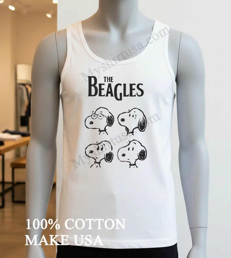 The Beagles Snoopy Faces Music Band Parody funny america t-shirts - white-t-shirt The Beagles Snoopy Faces Music Band Parody Shirt White T Shirt 4