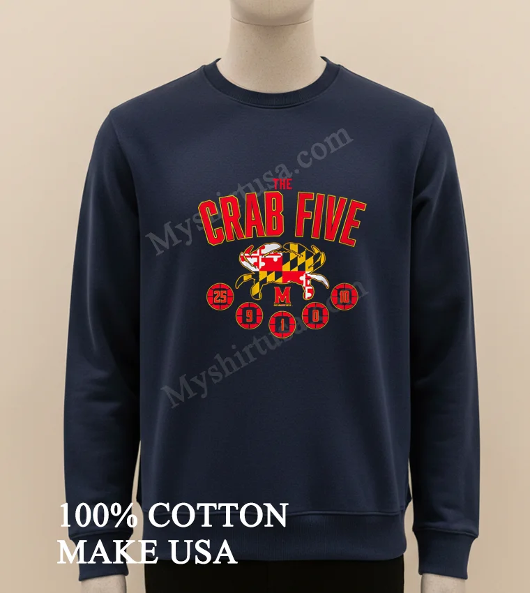 The Crab Five Crab Flag Maryland Basketball Shirt Long Sleve Shirt