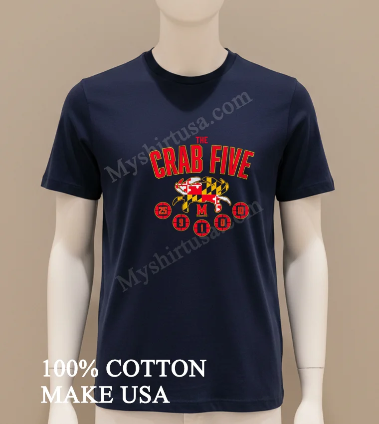 The Crab Five Crab Flag Maryland Basketball funny america t-shirts - navy-shirt The Crab Five Crab Flag Maryland Basketball Shirt Navy Shirt