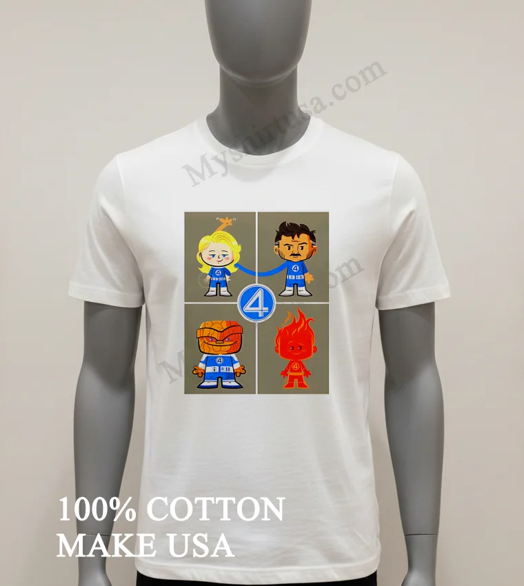 The Fantastic 4 First Steps Marvel Studio Cartoon Graphic funny america t-shirts - white-t-shirt The Fantastic 4 First Steps Marvel Studio Cartoon Graphic Shirt White T Shirt 1