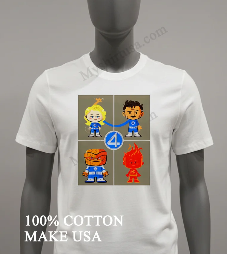 The Fantastic 4 First Steps Marvel Studio Cartoon Graphic Shirt White T Shirt 2