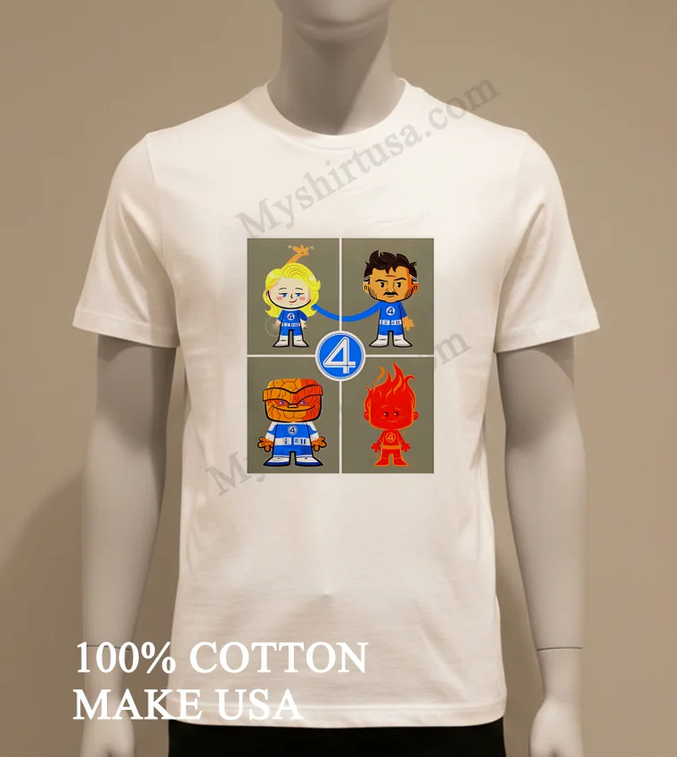 The Fantastic 4 First Steps Marvel Studio Cartoon Graphic Shirt White T Shirt