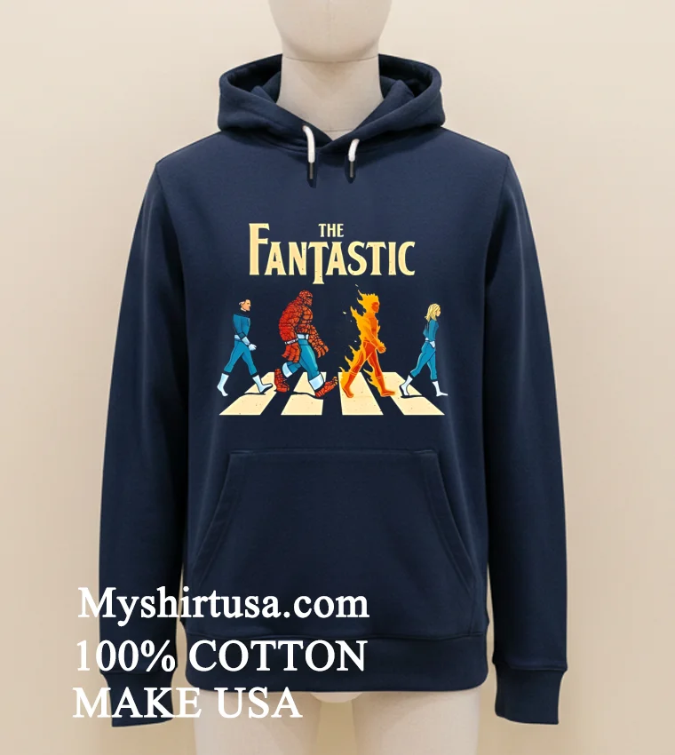 The Fantastic Four Superhero Team Walking Shirt - navy-shirt The Fantastic Four Superhero Team Walking Shirt Navy Shirt 1