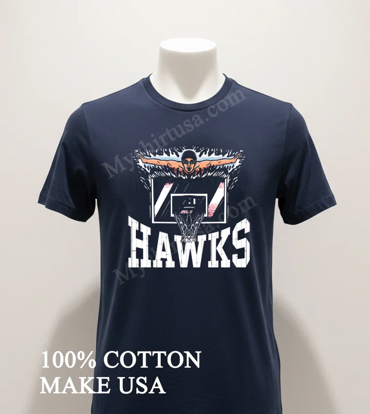 The Hawks Nest Basketball Swimmer Graphic Shirt Navy Shirt 1