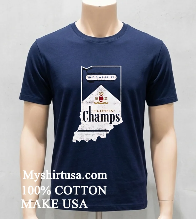 The Hoosiers Are Flippin Champs Map Shirt Navy Shirt