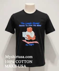 The Lonely Stoner Seems To Free His Mind At Night Cartoon Shirt