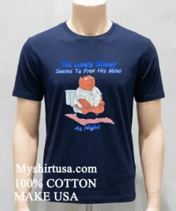 The Lonely Stoner Seems To Free His Mind At Night Cartoon Shirt