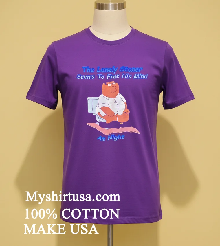 The Lonely Stoner Seems To Free His Mind At Night Cartoon Shirt Purple Shirt