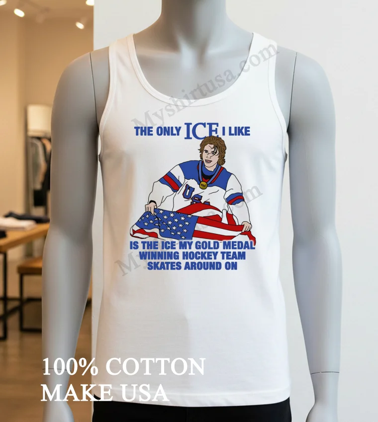 The Only Ice I Like Usa Hockey Player Gold Medal Shirt White T Shirt 4