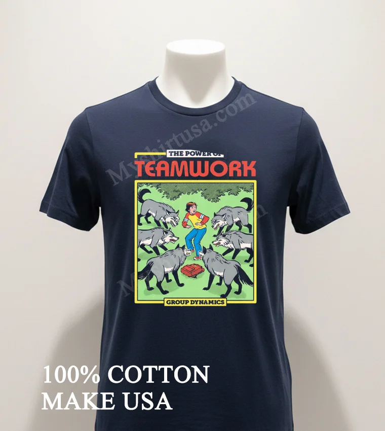 The Power Of Teamwork Group Dynamics Boy And Wolves funny america t-shirts - navy-shirt The Power Of Teamwork Group Dynamics Boy And Wolves Shirt Navy Shirt 1