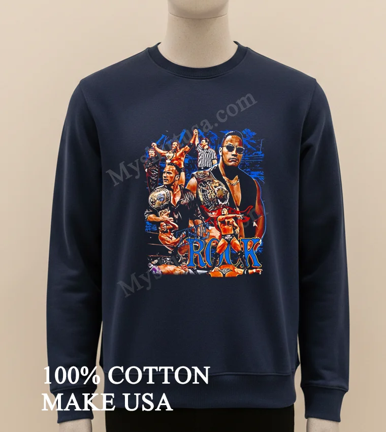 The Rock Dwayne Johnson Wwe Champion Wrestling Collage Vintage Shirt Long Sleve Shirt