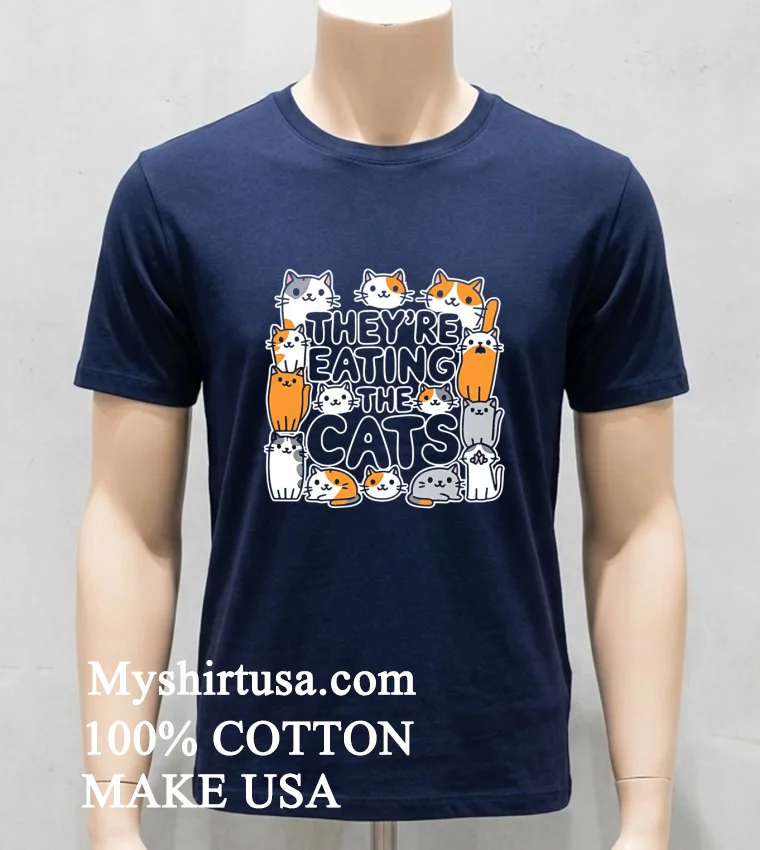 They Re Eating The Cats Cartoon Shirt - navy-shirt Theyre Eating The Cats Cartoon Shirt Navy Shirt