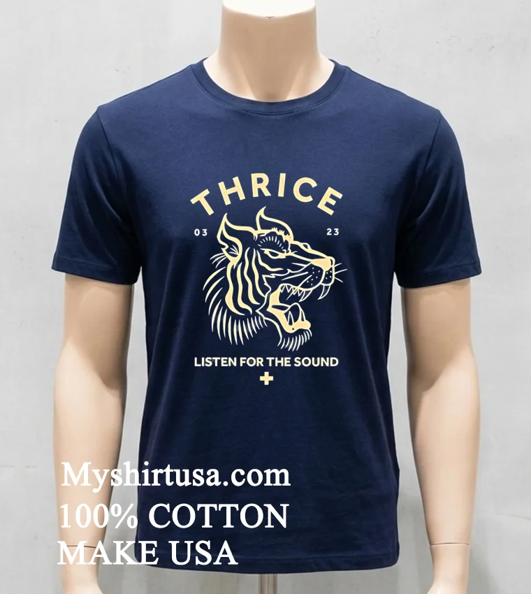 Thrice Listen For The Sound Tiger Shirt Navy Shirt