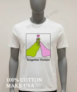 Toegether Forever Green And Pink Feet Interlaced With Heart funny america t-shirts