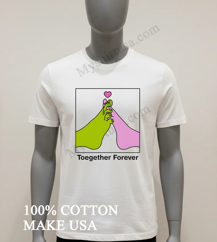 Toegether Forever Green And Pink Feet Interlaced With Heart Shirt White T Shirt 2