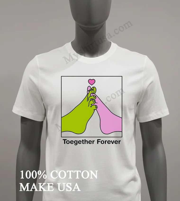 Toegether Forever Green And Pink Feet Interlaced With Heart Shirt White T Shirt 3