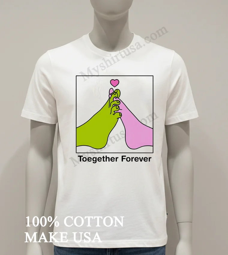 Toegether Forever Green And Pink Feet Interlaced With Heart funny america t-shirts - white-t-shirt Toegether Forever Green And Pink Feet Interlaced With Heart Shirt White T Shirt