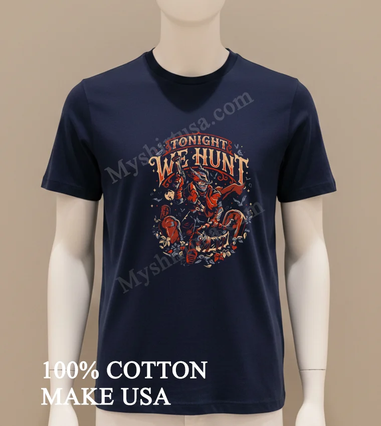 Tonight We Hunt Bloodborne Hunter Grave Moon Action funny america t-shirts - navy-shirt Tonight We Hunt Bloodborne Hunter Grave Moon Action Shirt Navy Shirt