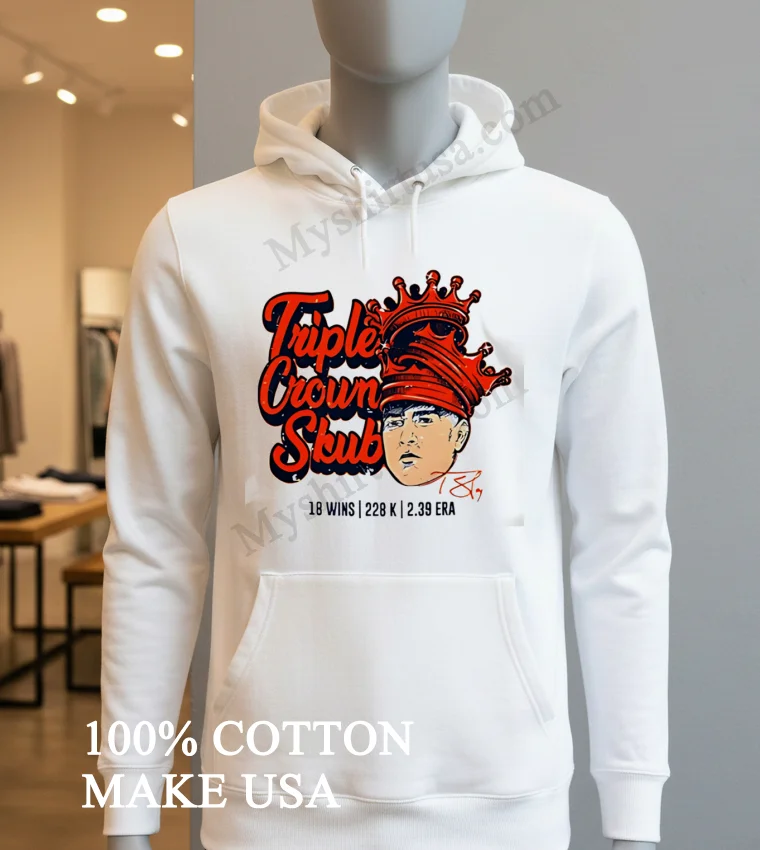 Triple Crown Skubal Detroit Tigers Tarik Skubal Pitcher Stats funny america t-shirts - hoodie-shirt Triple Crown Skubal Detroit Tigers Tarik Skubal Pitcher Stats Shirt Hoodie Shirt