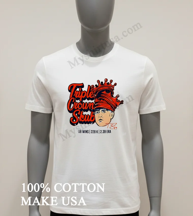 Triple Crown Skubal Detroit Tigers Tarik Skubal Pitcher Stats Shirt White T Shirt 1